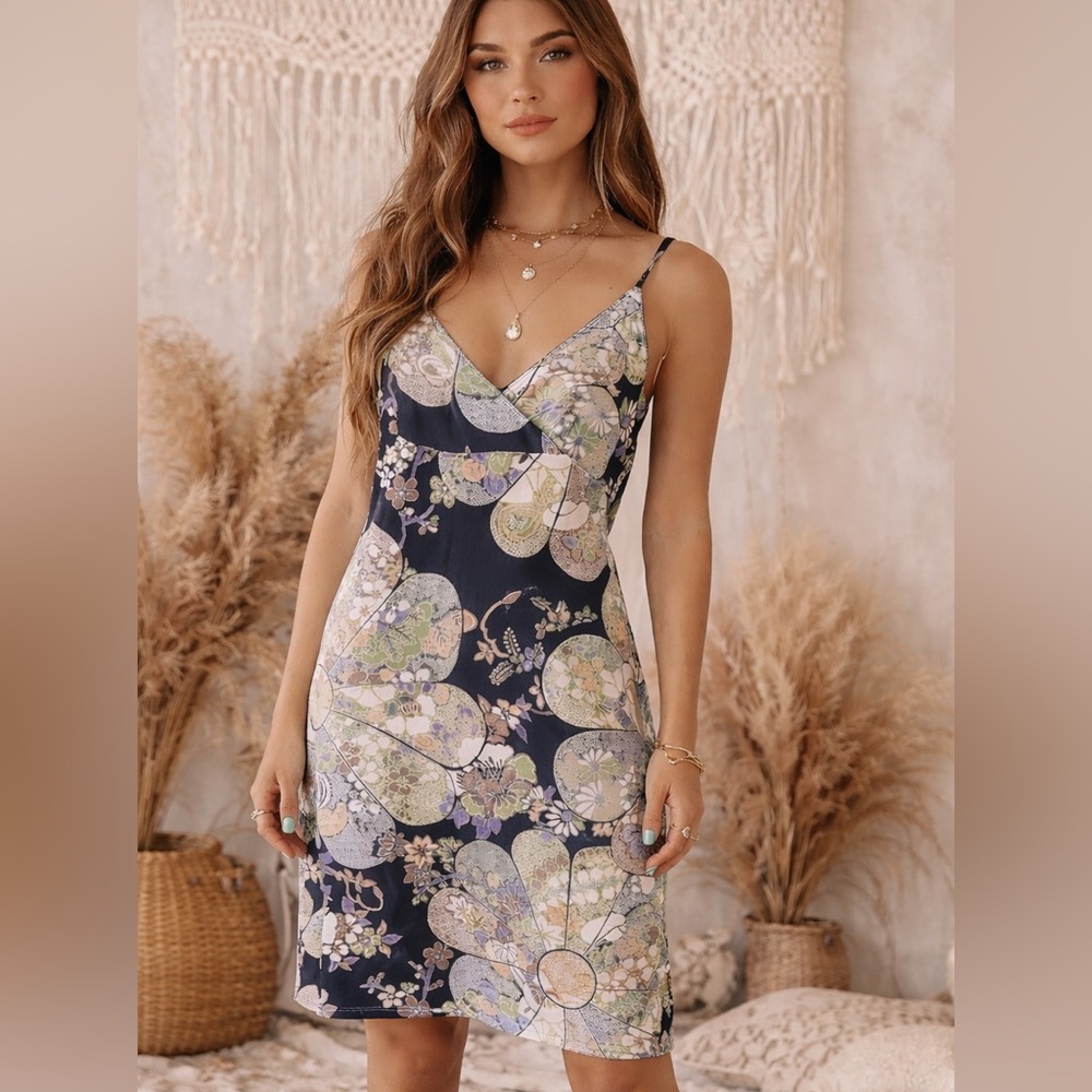 Y2K Sanjoy Fairy Grunge Floral Empire Waist Babydoll Dress Size L